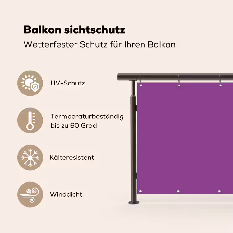 Paars - Kleuren - Effen Balkonbeschermer Duitsland klein 596 -specs