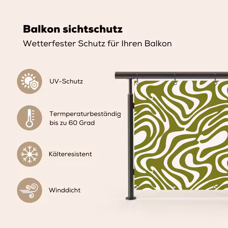 Lijnpatroon - Groen - Organisch Balkonbeschermer Duitsland klein 596 -specs