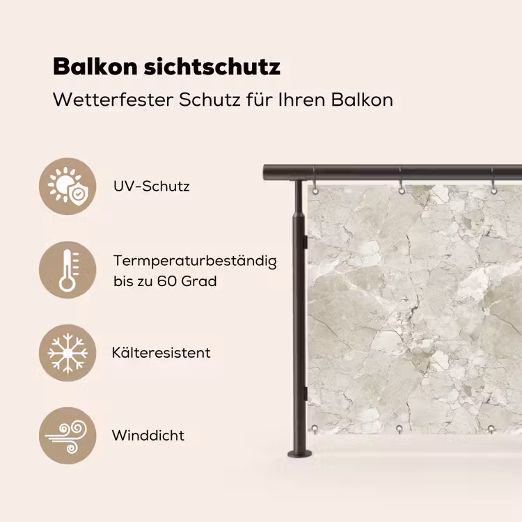 Marmer - Grijs - Aders Balkonbeschermer Duitsland klein 596 -specs