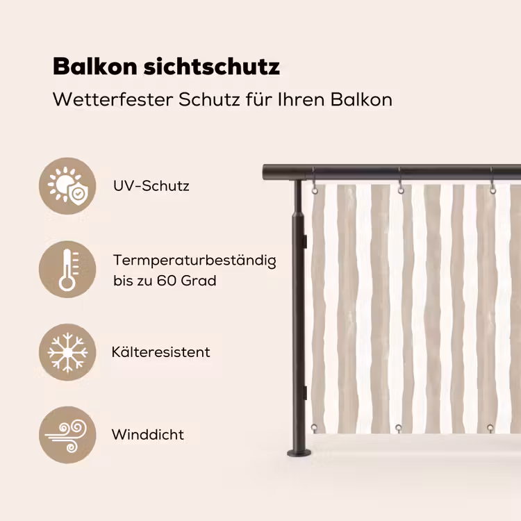 Minimalistisch - Strepen - Beige Balkonbeschermer Duitsland klein 596 -specs