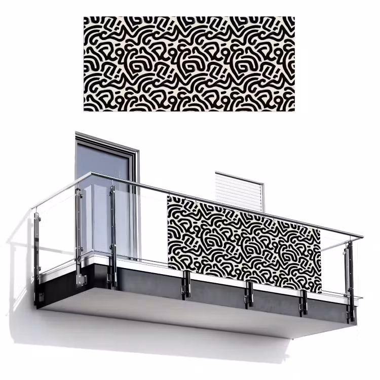 Modern - Abstract - Zwart Balkonbeschermer Duitsland klein 596 -3d