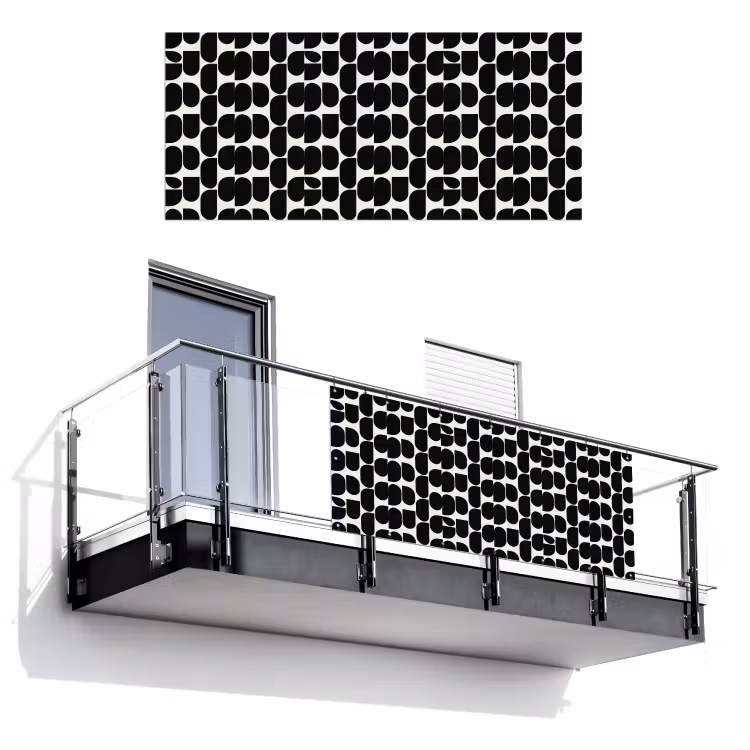 Modern - Patroon - Zwart Balkonbeschermer Duitsland klein 596 -3d