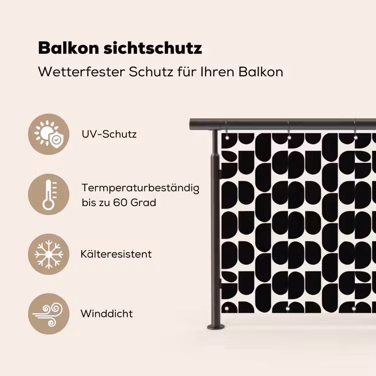 Modern - Patroon - Zwart Balkonbeschermer Duitsland klein 596 -specs