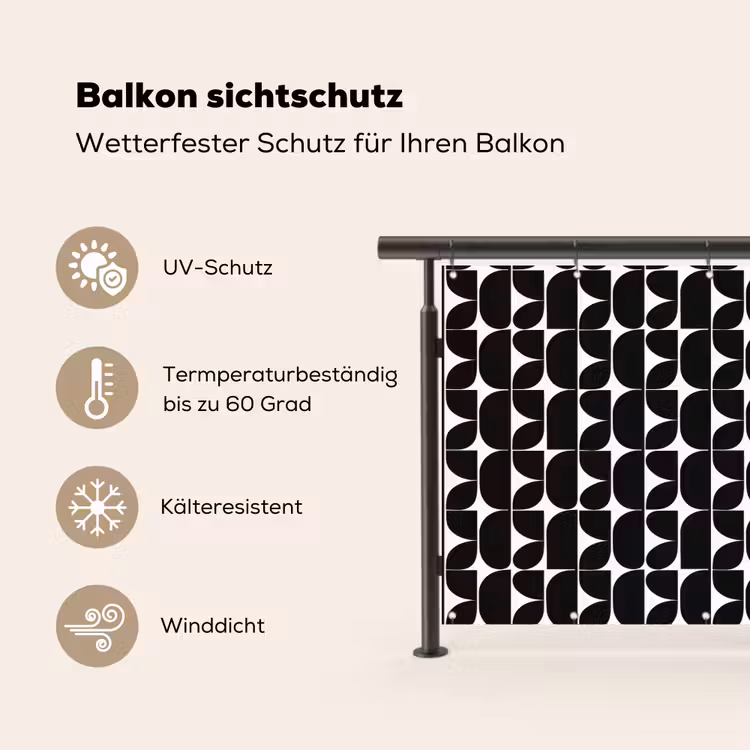 Modern - Geometrisch - Zwart Balkonbeschermer Duitsland klein 596 -specs