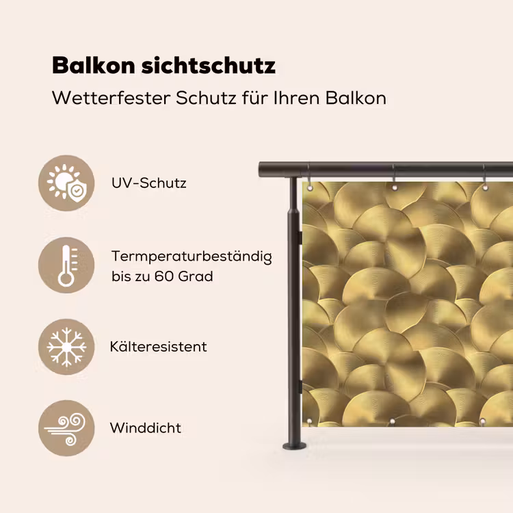 Modern - Cirkel - Goud Balkonbeschermer Duitsland klein 596 -specs