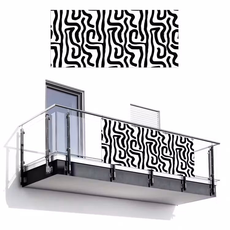 Modern - Lijnen - Zwart Balkonbeschermer Duitsland klein 596 -3d