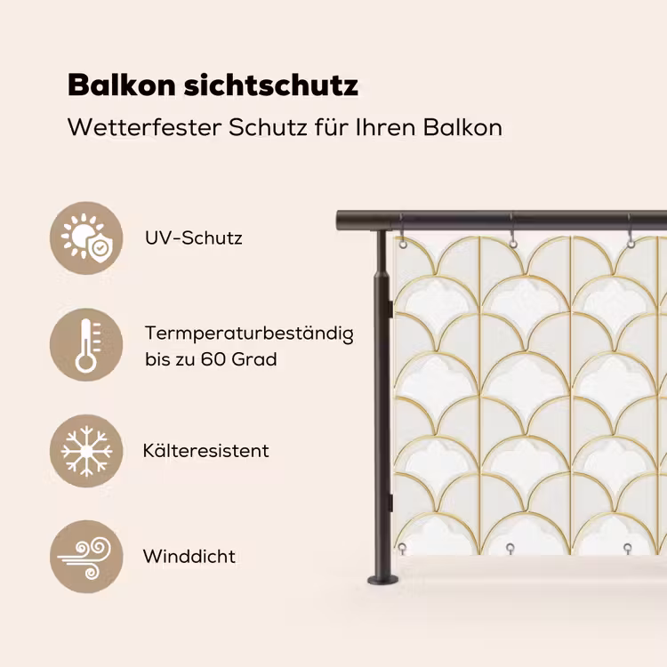Mozaïek - Bogen - Goud Balkonbeschermer Duitsland klein 596 -specs