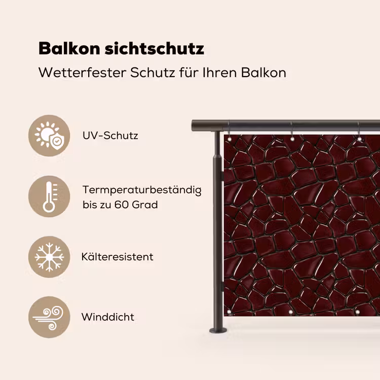 Mozaïek - Tegel - Bordeauxrood Balkonbeschermer Duitsland klein 596 -specs