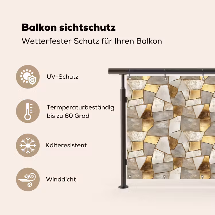 Mozaïek - Marmer - Goud Balkonbeschermer Duitsland klein 596 -specs