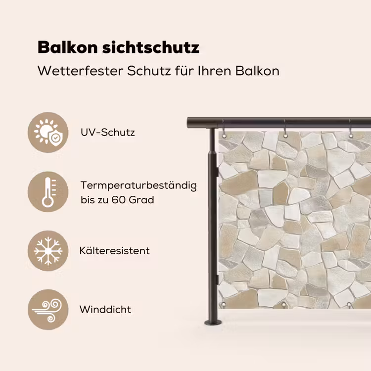 Mozaïek - Stenen - Beige Balkonbeschermer Duitsland klein 596 -specs