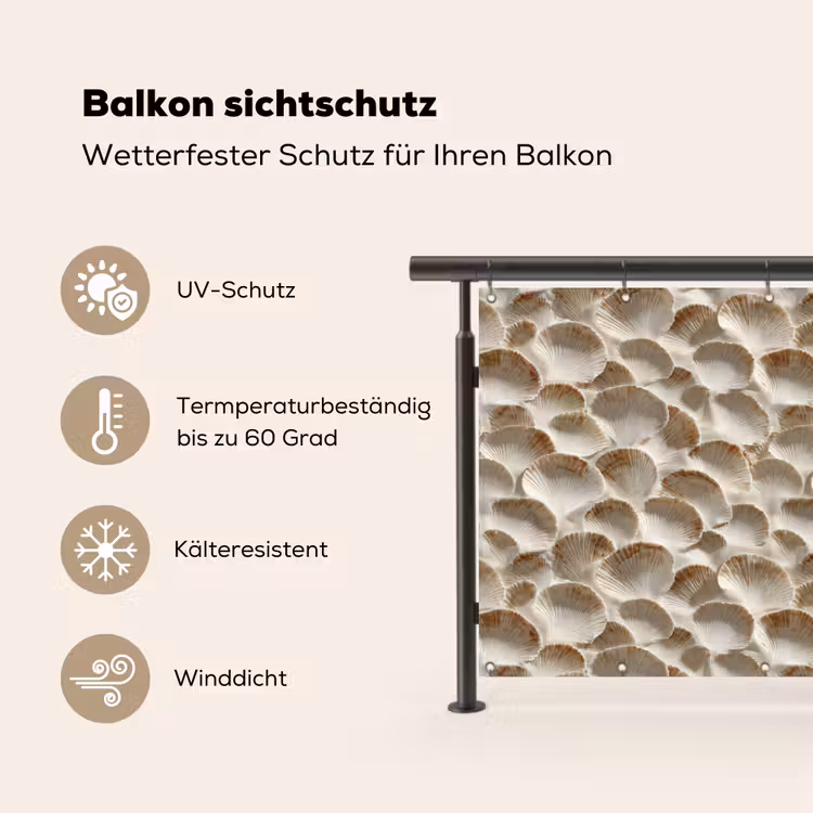 Schelpen - Waaiervorm - Wit Balkonbeschermer Duitsland klein 596 -specs