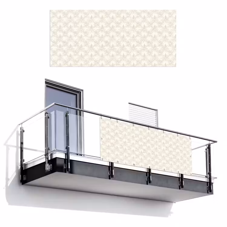 Patroon - Bloemen - Beige Balkonbeschermer Duitsland klein 596 -3d