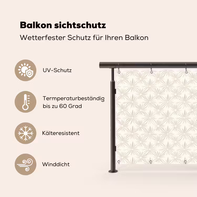 Patroon - Bloemen - Beige Balkonbeschermer Duitsland klein 596 -specs