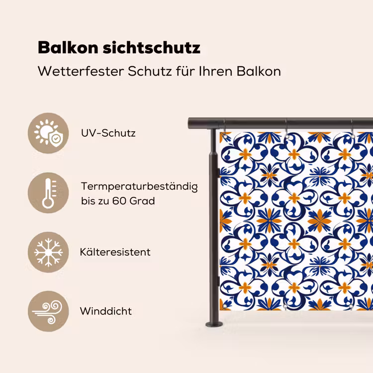 Patroon - Modern - Kleurrijk Balkonbeschermer Duitsland klein 596 -specs