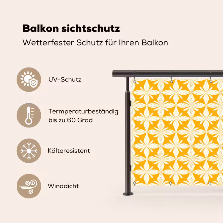 Patroon - Retro - Geel Balkonbeschermer Duitsland klein 596 -specs
