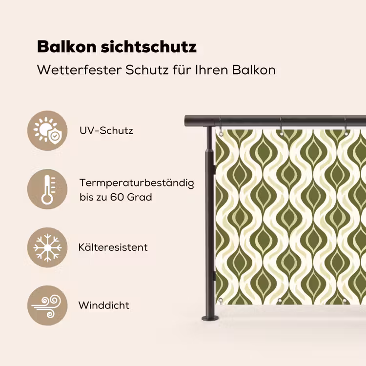 Patroon - Retro - Groen Balkonbeschermer Duitsland klein 596 -specs