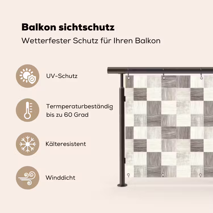 Patroon - Dambord - Houtnerf Balkonbeschermer Duitsland klein 596 -specs