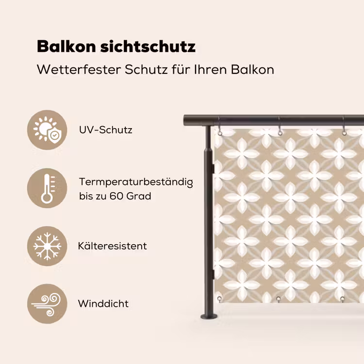 Patroon - Symmetrisch - Beige Balkonbeschermer Duitsland klein 596 -specs