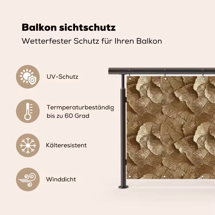Organisch - Patroon - Bladeren - Goud Balkonbeschermer Duitsland klein 596 -specs