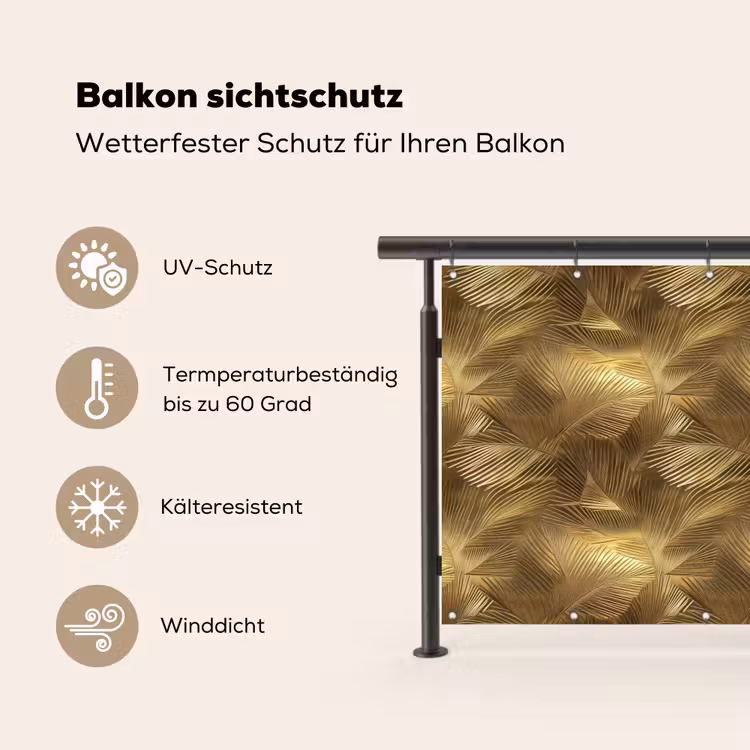Palm - Waaier - Goud Balkonbeschermer Duitsland klein 596 -specs