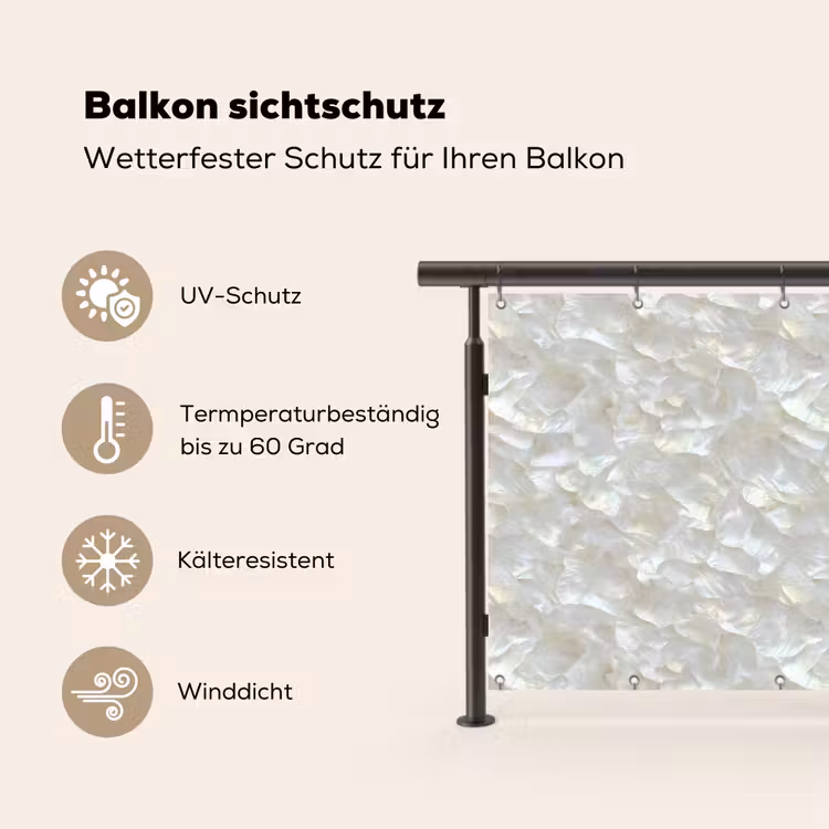 Parelmoerglans - Wit - Schelp Balkonbeschermer Duitsland klein 596 -specs