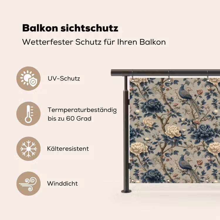 Pauw - Bloemen - Blauw Balkonbeschermer Duitsland klein 596 -specs