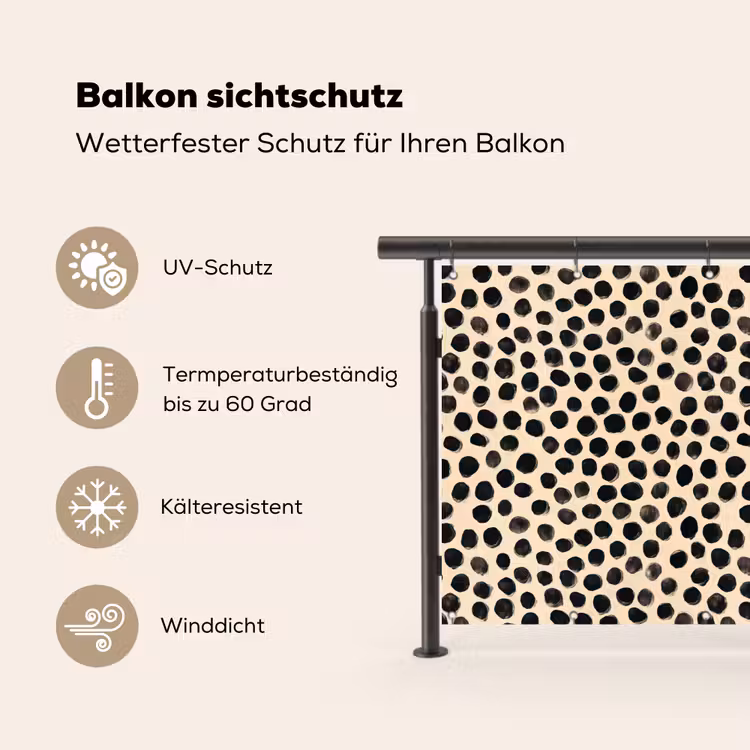 Stippen - Patroon - Zwart Balkonbeschermer Duitsland klein 596 -specs