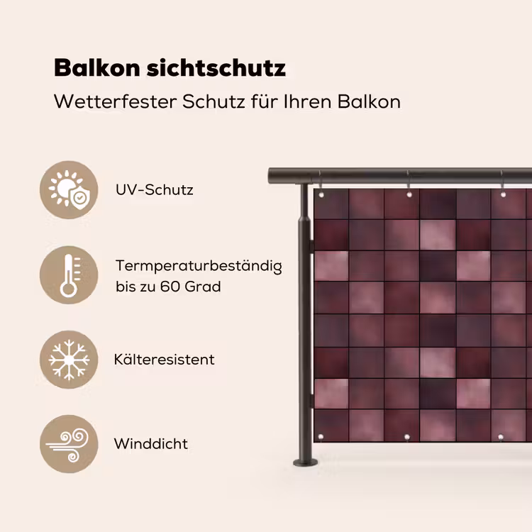 Vierkant - Tegel - Patroon - Paars Balkonbeschermer Duitsland klein 596 -specs
