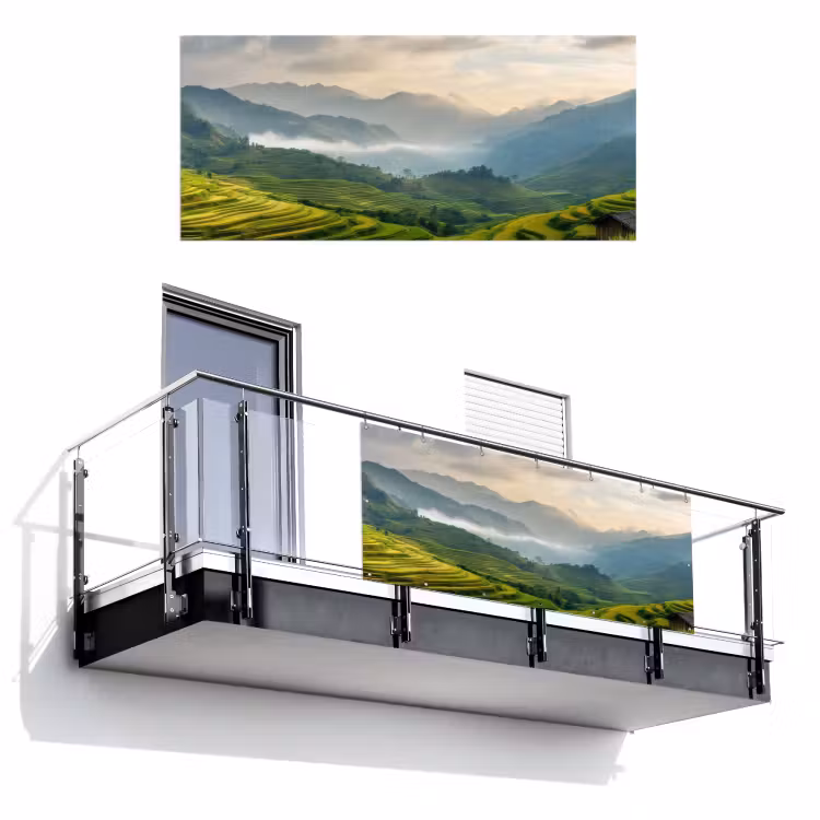 Rijstvelden - Bergen - Groen - Natuur Balkonbeschermer Duitsland klein -3d