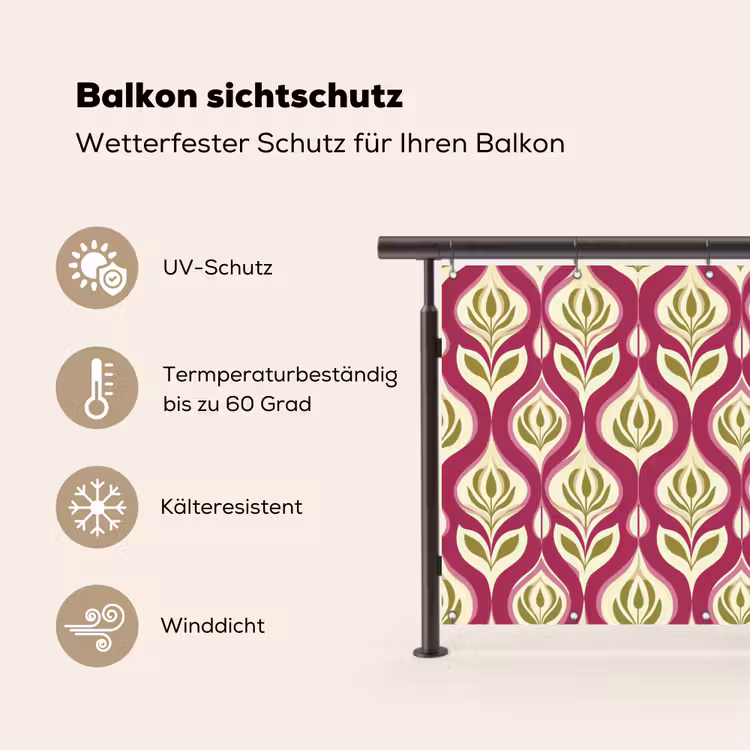 Retro - Floraal - Paars Balkonbeschermer Duitsland klein 596 -specs