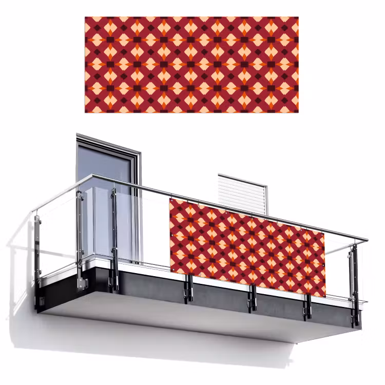 Retro - Patroon - Kleurrijk Balkonbeschermer Duitsland klein 596 -3d