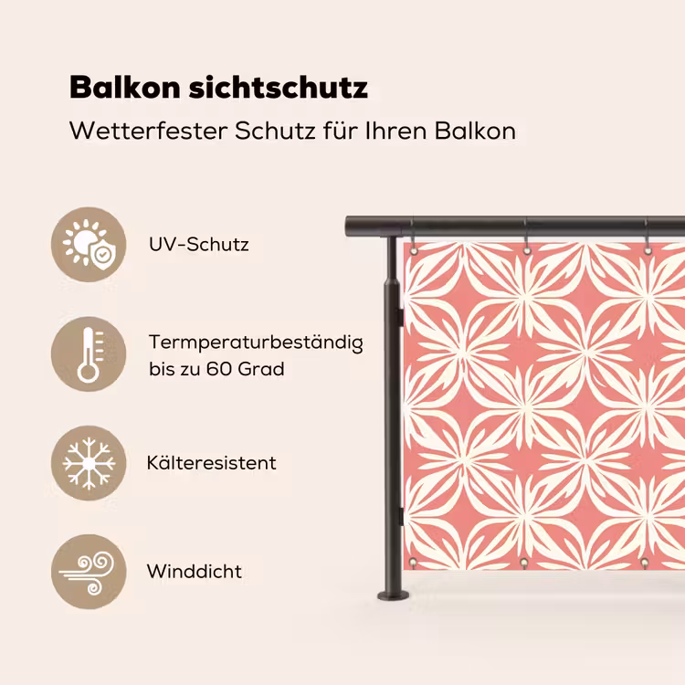 Roze - Bloemenmotief - Wit - Modern Balkonbeschermer Duitsland klein 596 -specs