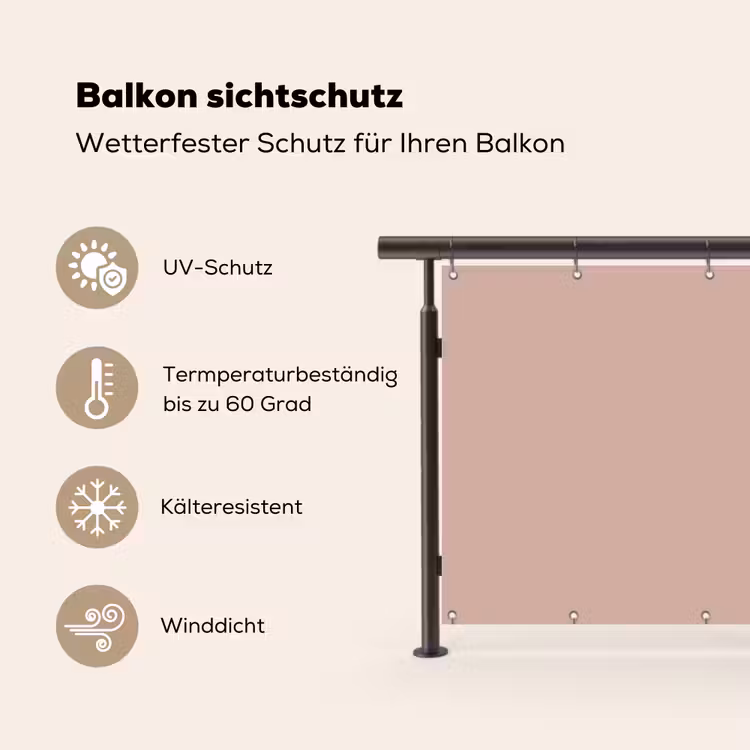 Roze - Palet - Oud - Effen - Oudroze Balkonbeschermer Duitsland klein 596 -specs
