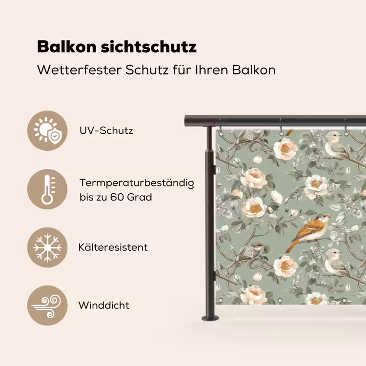 Roze - Vogels - Kleurrijk Balkonbeschermer Duitsland klein 596 -specs