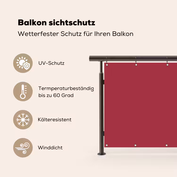 Rood - Effen kleur Balkonbeschermer Duitsland klein 596 -specs