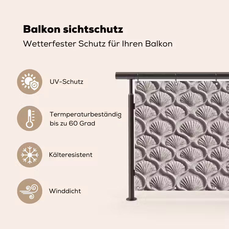 Zand - Schelpenvorm - Grijs Balkonbeschermer Duitsland klein 596 -specs