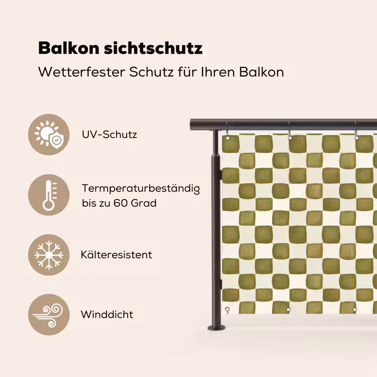 Schaak - Patroon - Groen Balkonbeschermer Duitsland klein 596 -specs