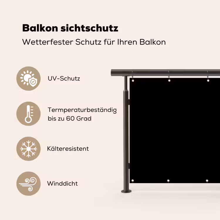 Zwart - Effen kleur Balkonbeschermer Duitsland klein 596 -specs