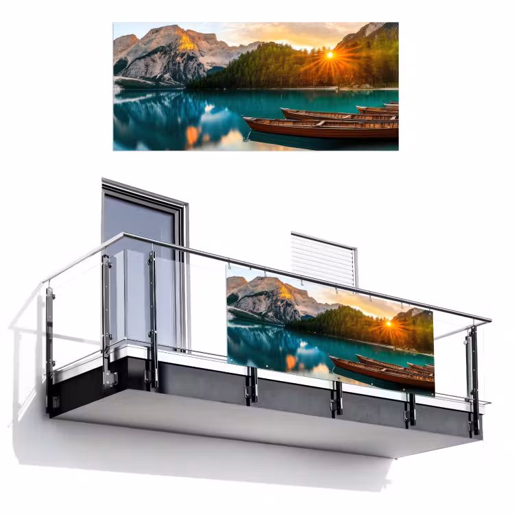 Meer - Bergen - Zonsondergang - Boot Balkonbeschermer Duitsland klein -3d