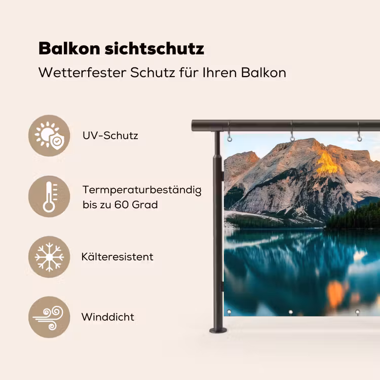 Meer - Bergen - Zonsondergang - Boot Balkonbeschermer Duitsland klein -specs