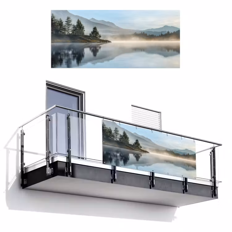 Meer - Mist - Bergen - Landschap Balkonbeschermer Duitsland klein -3d