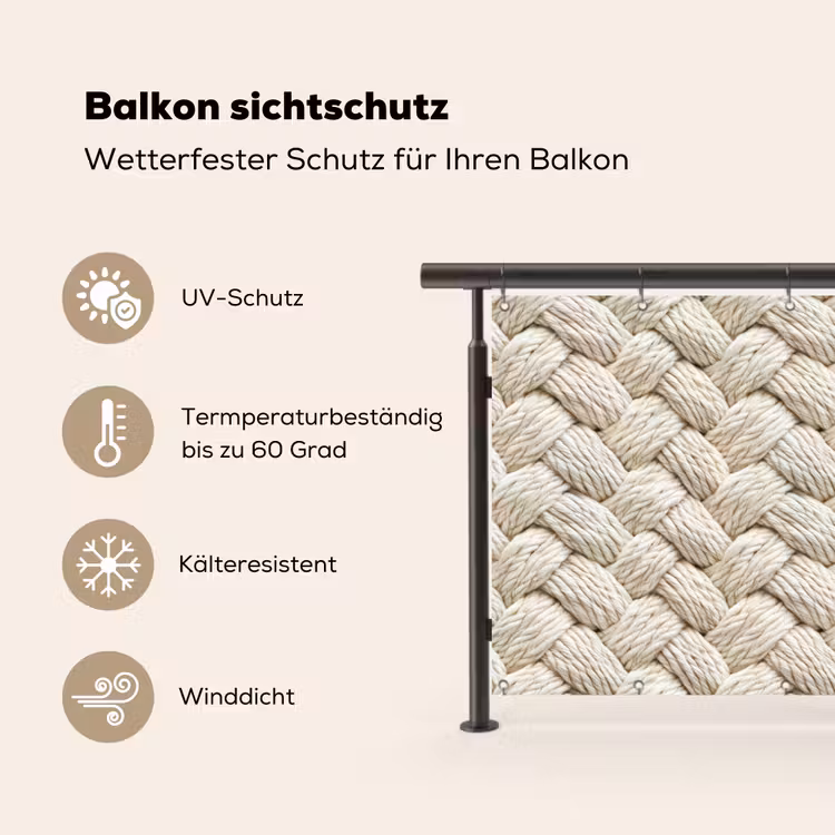 Touw - Gebreid - Beige Balkonbeschermer Duitsland klein 596 -specs