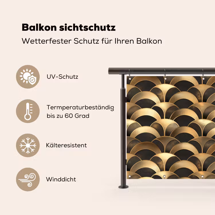 Schubben - Structuur - Goud Balkonbeschermer Duitsland klein 596 -specs