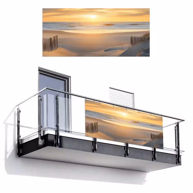 Strand - Duinen - Zonsondergang Balkonbeschermer Duitsland klein -3d