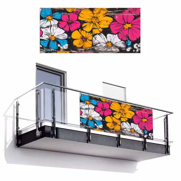 Street Art - Bloemen - Mix Balkonbeschermer Duitsland klein -3d