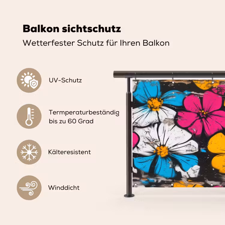 Street Art - Bloemen - Mix Balkonbeschermer Duitsland klein -specs