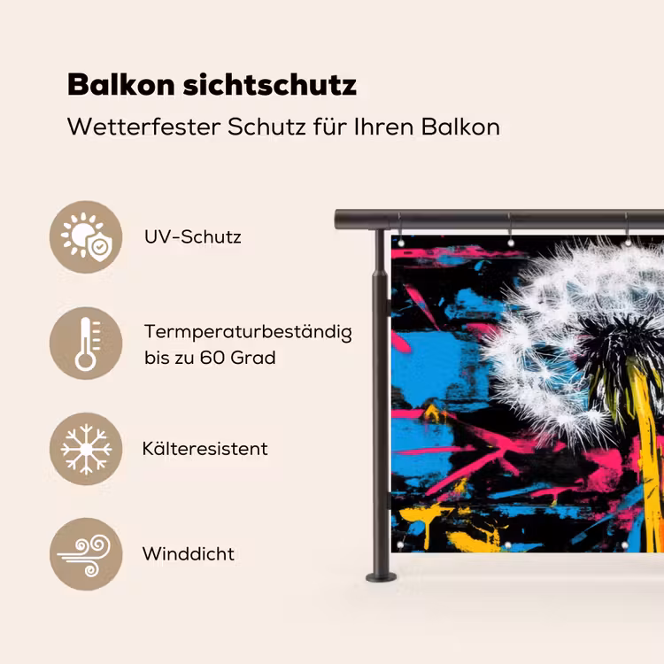 Street Art - Kleurrijk - Muur Balkonbeschermer Duitsland klein -specs