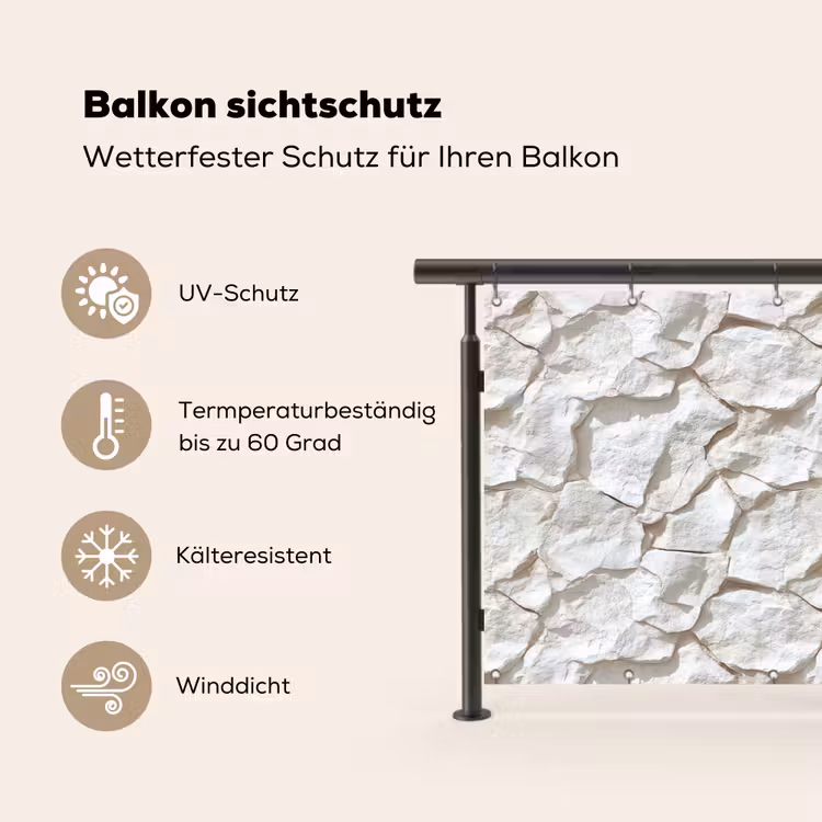 Structuur - Rots - Wit Balkonbeschermer Duitsland klein 596 -specs