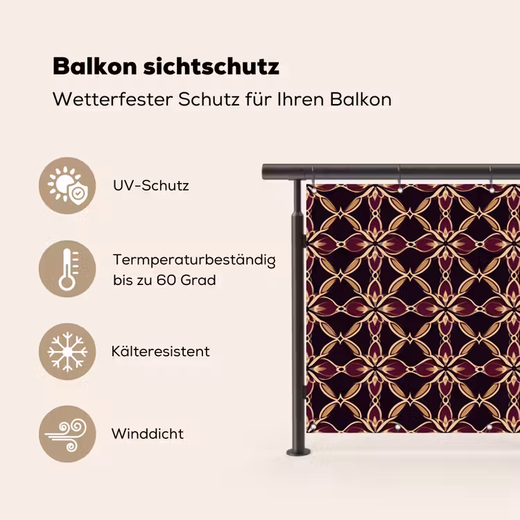 Symmetrisch - Tegel - Burgundy Balkonbeschermer Duitsland klein 596 -specs