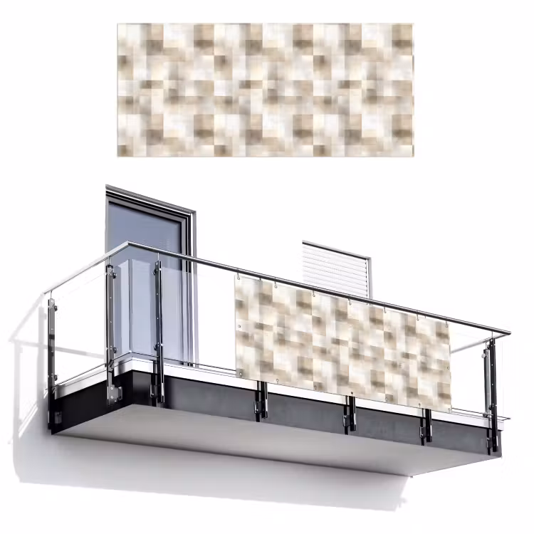 Textuur - Linnen - Beige Balkonbeschermer Duitsland klein 596 -3d